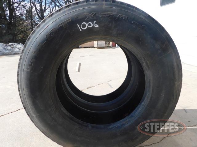 (2) 275/80R22.5 steer tires, used
